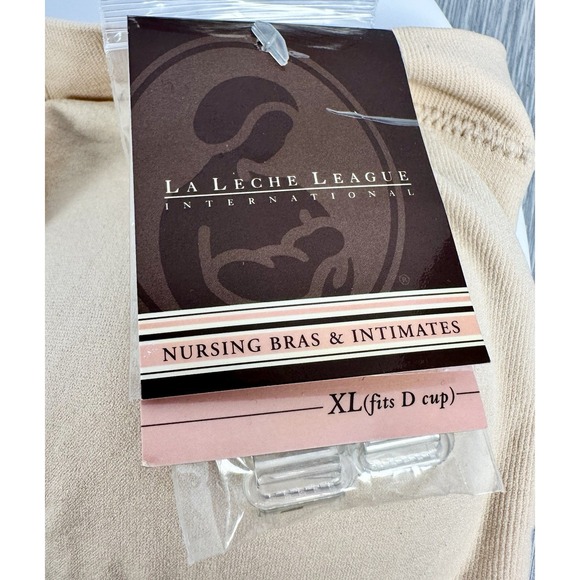 La Leche League Bandeau No Wire Bra 4206 With Clear Strap NWT Sz: XL Fits D Beig - Picture 3 of 8